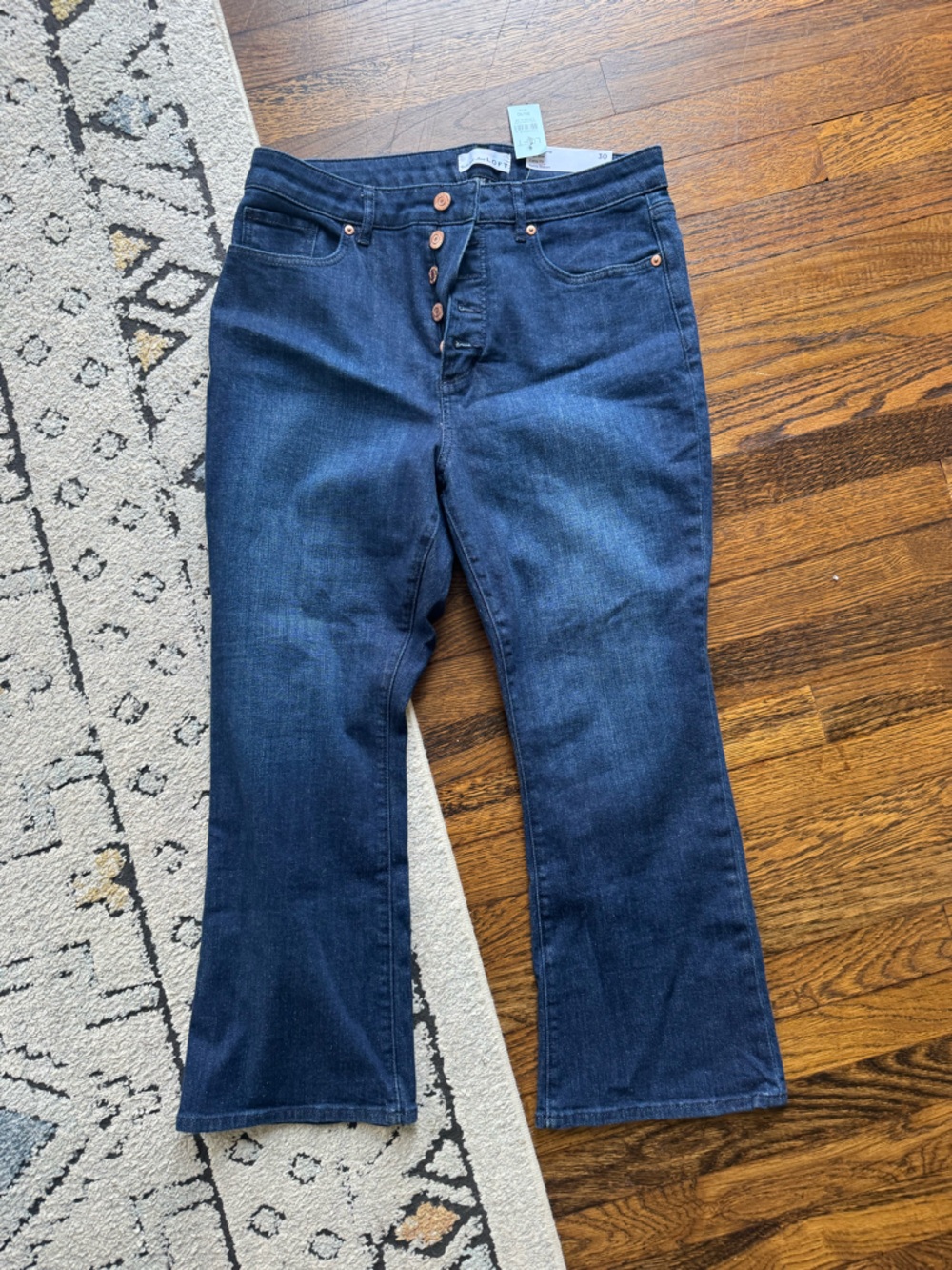LOFT Dark Blue Denim The Kick Crop Jeans